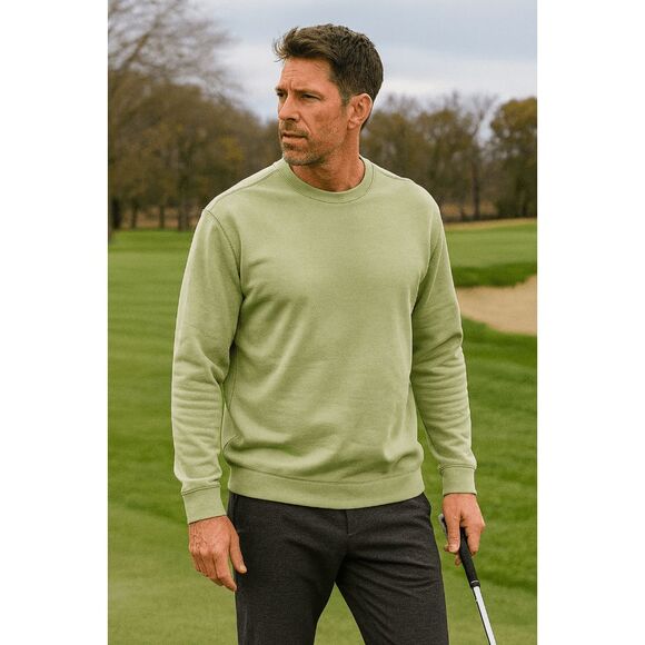 VRST Men's Pinnacle Fleece Crewneck Golf UV 50+  Pullover sweater green seedling - Picture 1 of 10